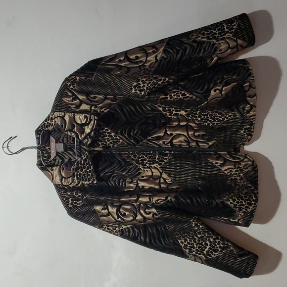 Tanjay Vintage Metallic Sheen Animal Print Zipper Jacket Size 12P - Picture 6 of 12